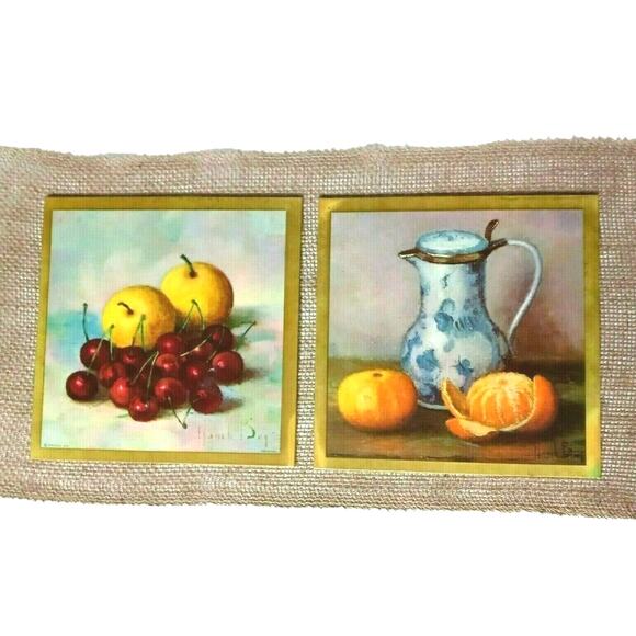 Fruit Art Trivets Wall Decor Henk Bos 1959 Orange Apple VTG 🍊🍒 - Picture 10 of 12